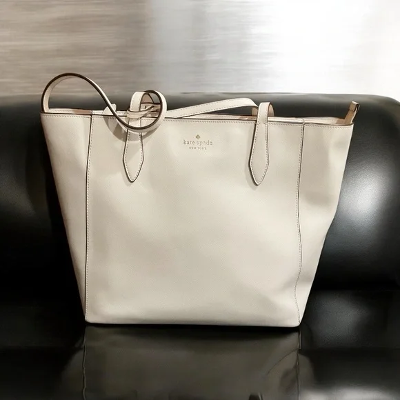 Kate Spade White Textured Leather Tote - Picture 4 of 5